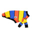 Rugger Iggy Long Sleeve Tweater flat lay with orange, yellow and blue stripes and black trim