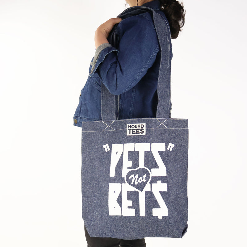 Pets Not Bets Denim Tote Bag