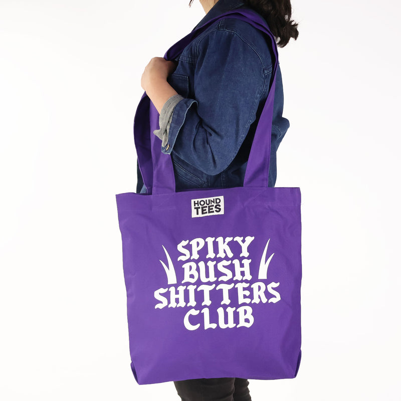 Spiky Bush Shitters Club Purple Tote Bag